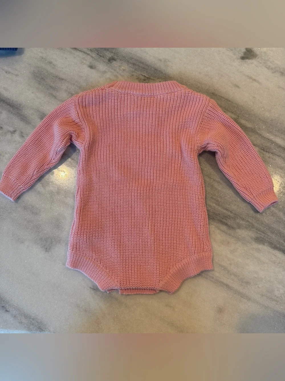 New Baby Girl Embroidered 0-3 Little Love Pink Knit Long Sleeve Bodysuit Romper